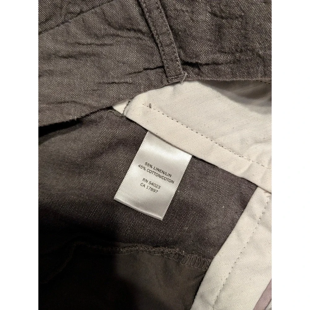 Banana Republic Womens Linen Cotton Wide Leg Trousers Grey Size 6 Dress Pants